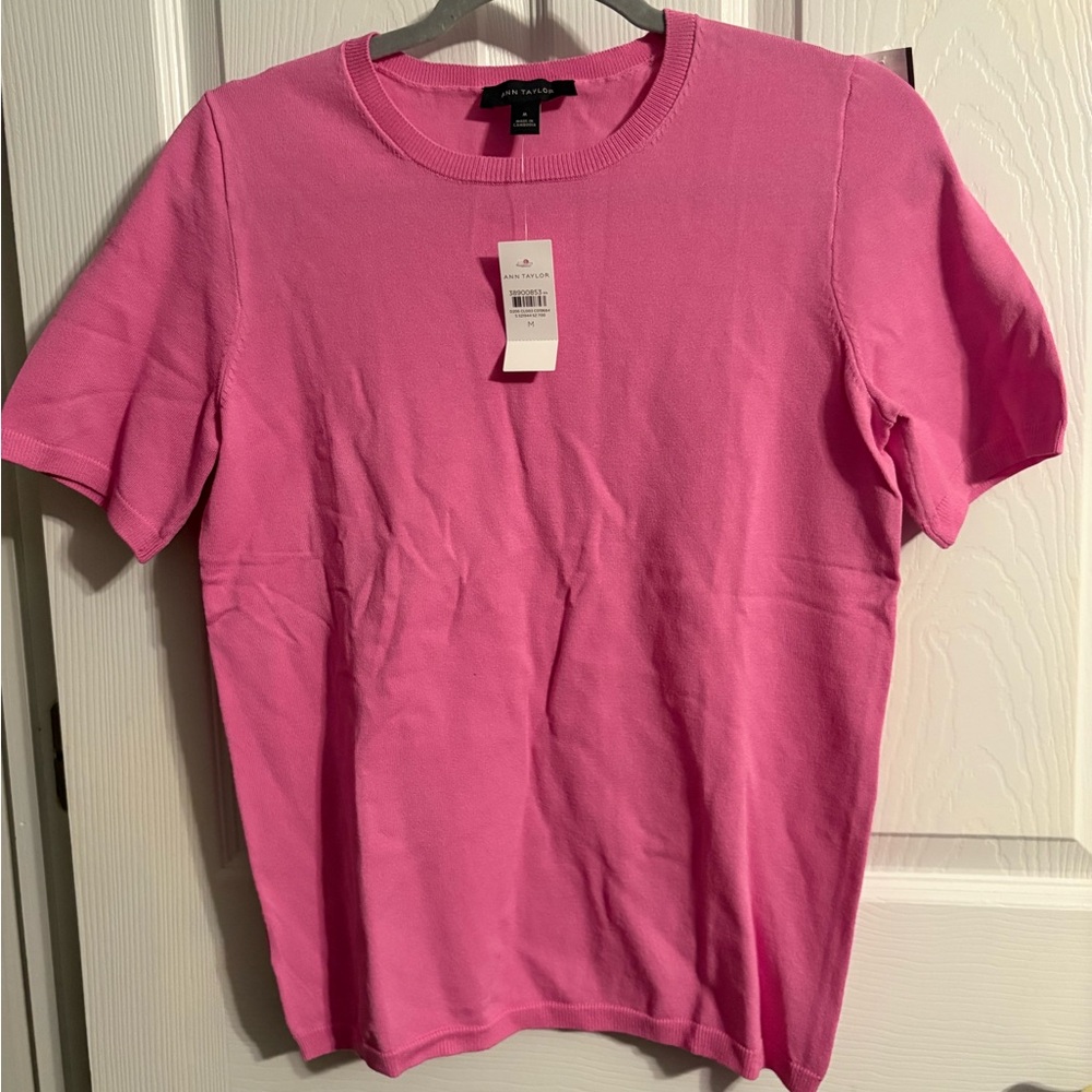 NWT Ann Taylor Pink Short Sleeve Sweater Blouse